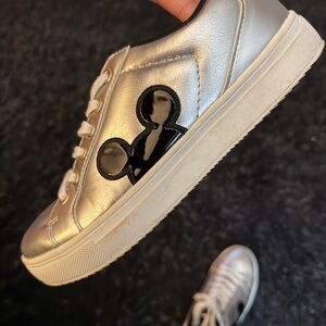Women's Silver Sneakers with Mickey Mouse Detail